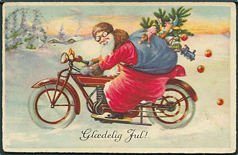danmark-glaedelig-jul-julemand-ifoert-roed-kaabe-koerer-paa-motorcykel-u-no